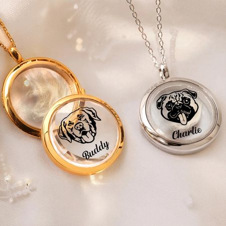 Custom Pet Remembrance Necklace – Lock of Fur Locket with Engraved Name